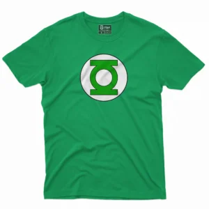 Camiseta de color verde con estampado personalizado de linterna verde a la altura del pecho