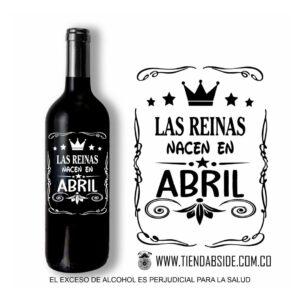 Botella de vino con mensaje de cumpleaños las Reinas