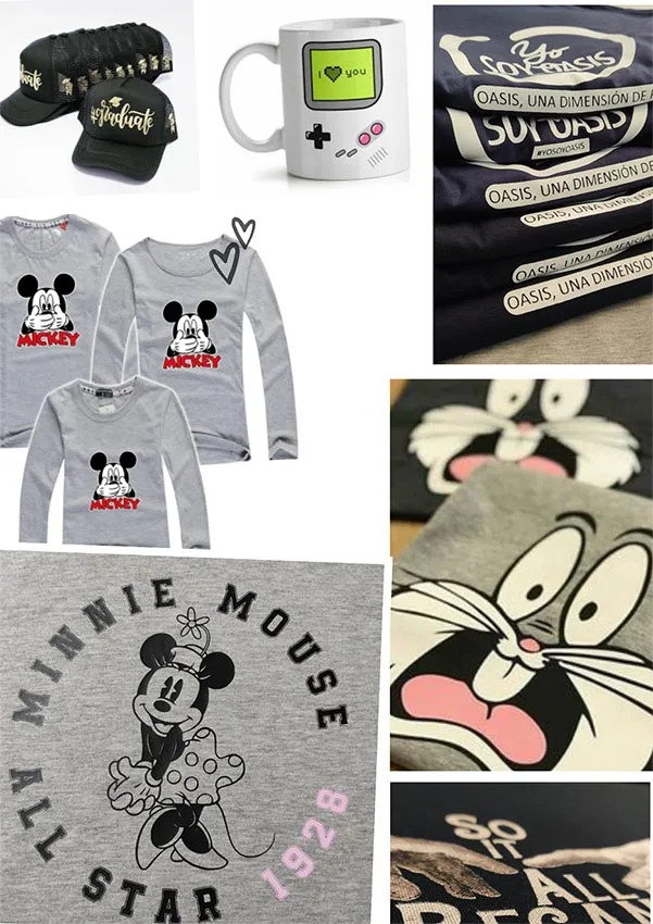 estampados personalizados en diferentes productos como camisetas, mugs, buzos,