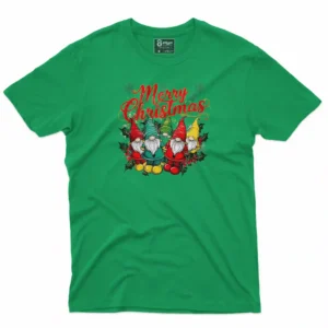 Camiseta de navidad con estampado en el frente de duendes navideños